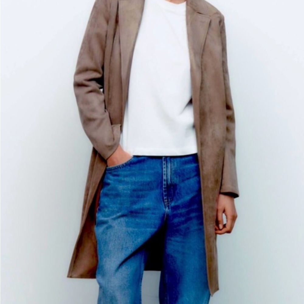 Zara Taupe Suede Long Coat